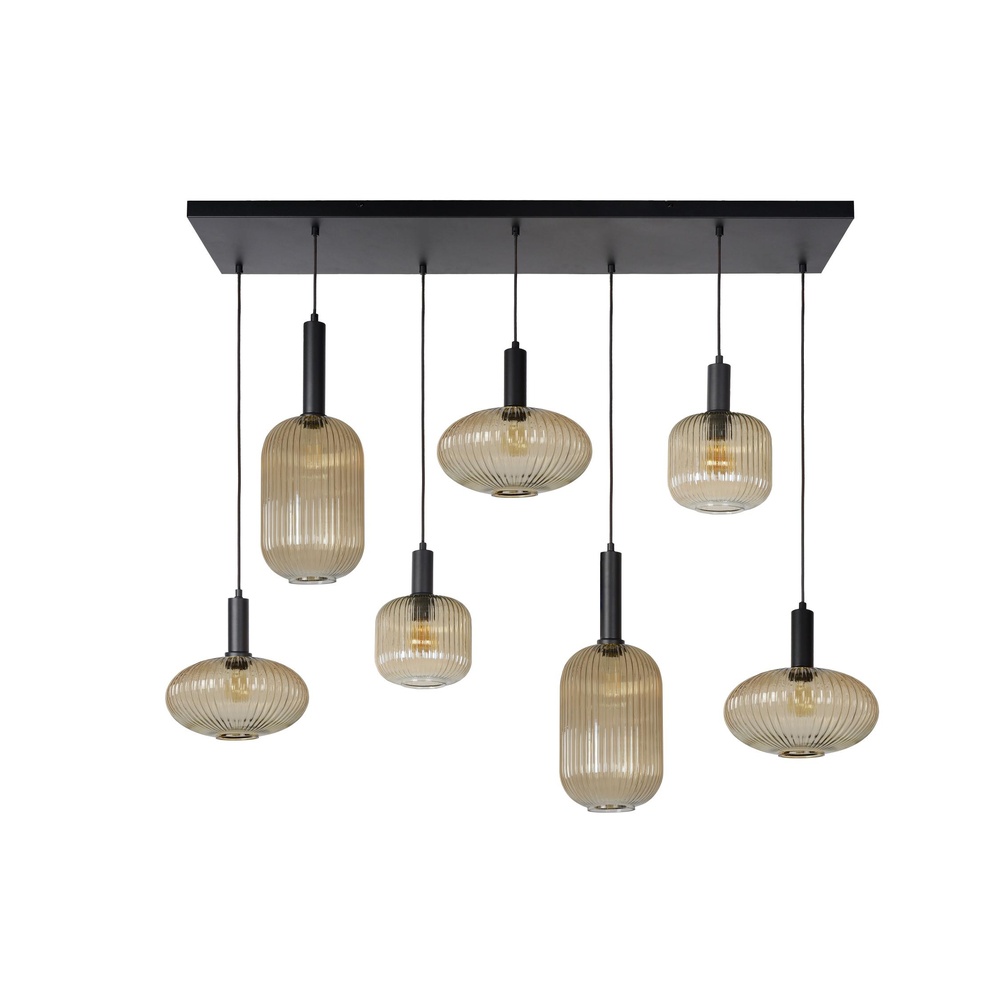 Lucide HanglampMaloto 7-lichts met amber glas - 45386/07/62